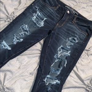 Ripped blue jeans